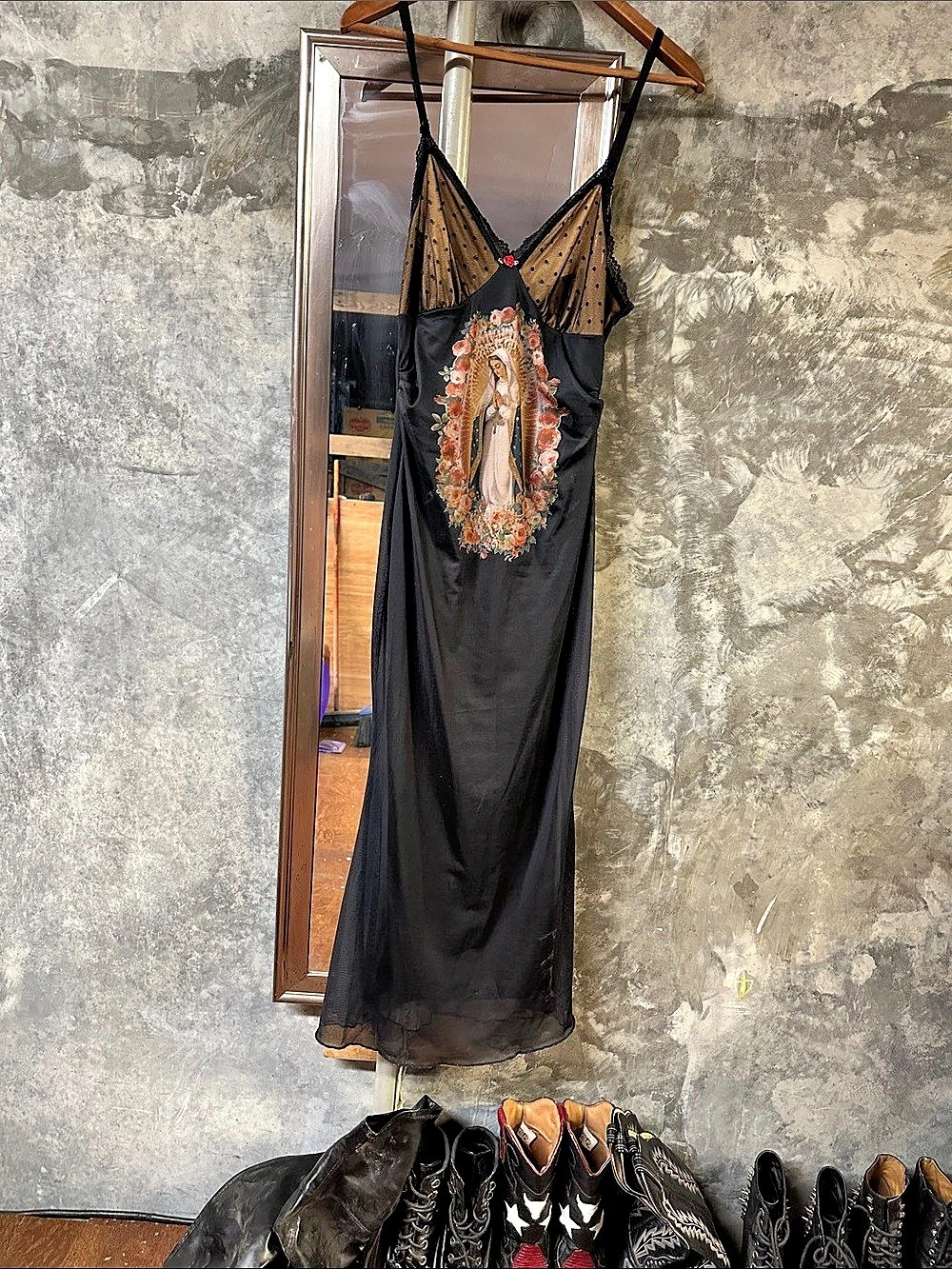 Black Floral Mesh Maxi Dress Like New